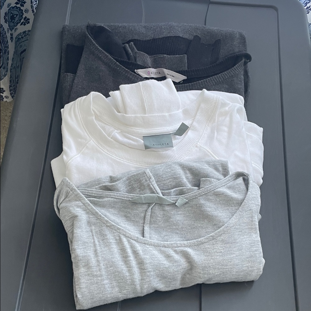 Athleta Tops Bundle of 3: Charcoal, White, and Light Gray Size M